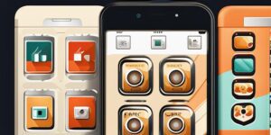 Un teléfono móvil rodeado de iconos de aplicaciones