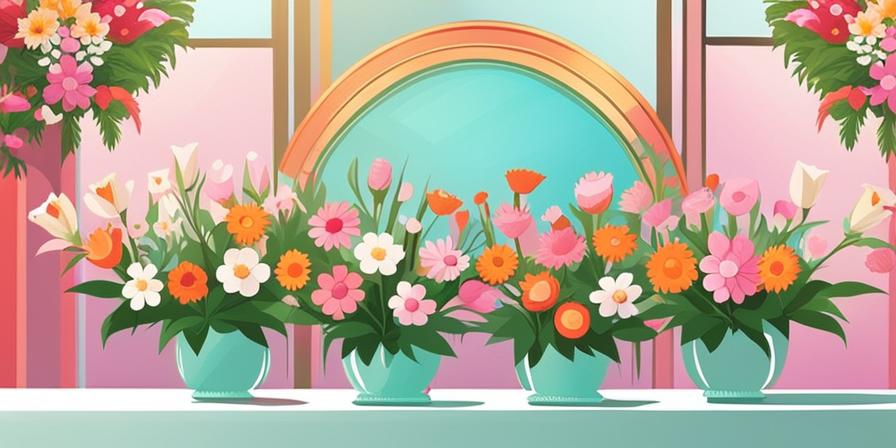 Flores coloridas en una mesa festiva
