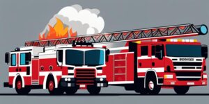 Bomberos ilustrados promoviendo la prevención de incendios