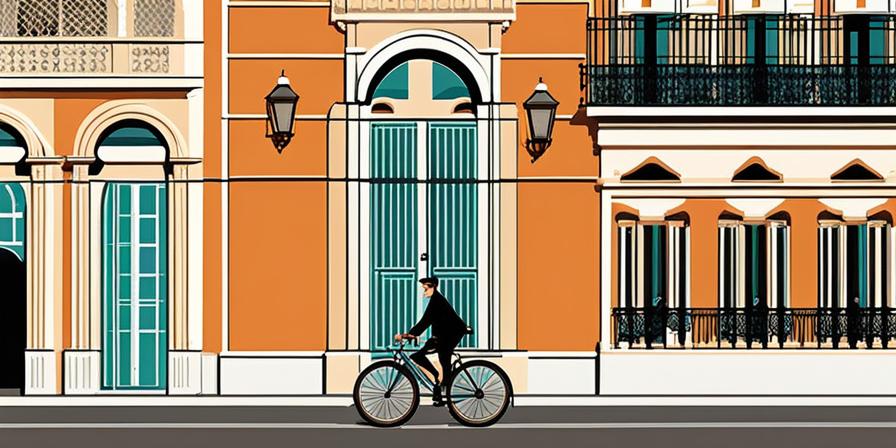 Ciclista recorriendo las encantadoras calles de Valencia en bicicleta