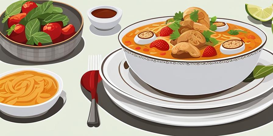 Mesa de comida tradicional con platos coloridos