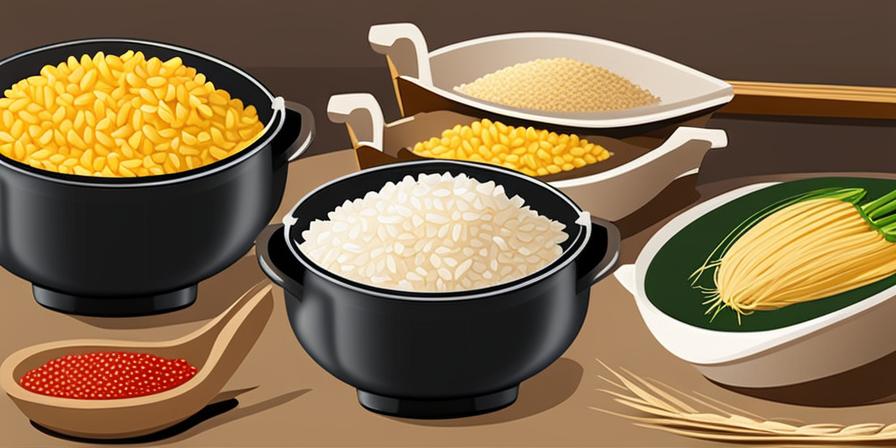 Paellera con arroz dorado y ingredientes frescos y coloridos