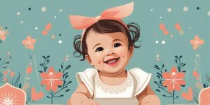Bebé sonriente con hermosos peinados festivos