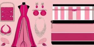 Traje de fallera rosa con detalles y accesorios elegantes