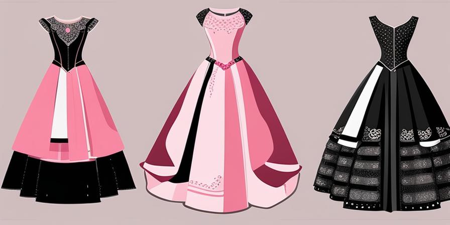 Vestido de fallera rosa palo con 4 combinaciones de colores
